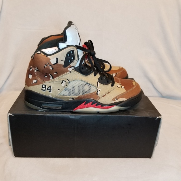 SUPREME × JORDAN RETRO 5 DESERT CAMO SIZE 10 - Picture 4 of 4